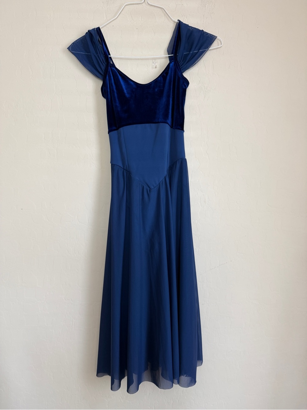 Weissman Blue Mesh Cold-Shoulder Ballet Dress Corset XSmall XS Adult - Picture 3 of 5